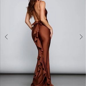 Formal open back ruffled dress